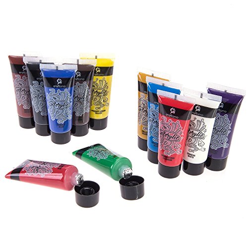 Craftamo-Acrylic-Paints-Set-12-x-27ml-Tubes-Acrylic-Painting-Set-For-Use-On-Artist-Canvas-As-Fabric-Paint-Model-Car-Paint-Glass-Paint-Clay-Paint-Nail-Art-Paint-Or-Craft-Paint-Set