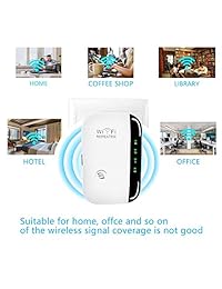 WiFi Repeater-WiFi Range Extender Up to 300Mbps,WiFi Signal Booster 2.4GHz Amplifier for High Speed Long Range Easily Set Up Supports Repeater Access Point Mode, Extends WiFi to Home & Alexa Device