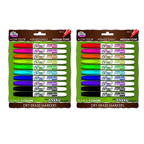 2 Pack Board Dudes SRX Dry Erase Markers, Medium Point, 10Count