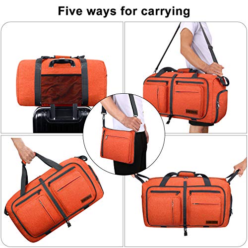 Travel Duffel Bag, 55L Foldable Duffle Bag with Shoes Compartment