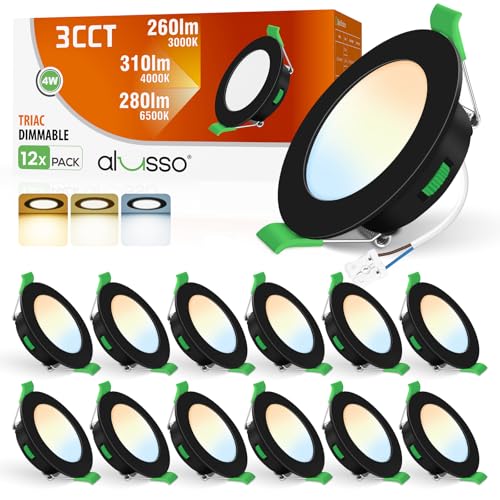 ALUSSO LED Einbaustrahler 230V 4W Flach, Dimmbar LED Spots 230V, 68mm Deckenspots Einbauleuchten, Warmweiß 3000K Neutralweiß 4000K Kaltweiß 6500K, Sch