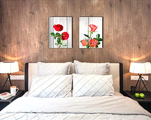Canvas Rose Wall Art for Living Room Flower Decor Painting Multicolor Floral Pictures Print Artwork (12x16inch x 4pcs)