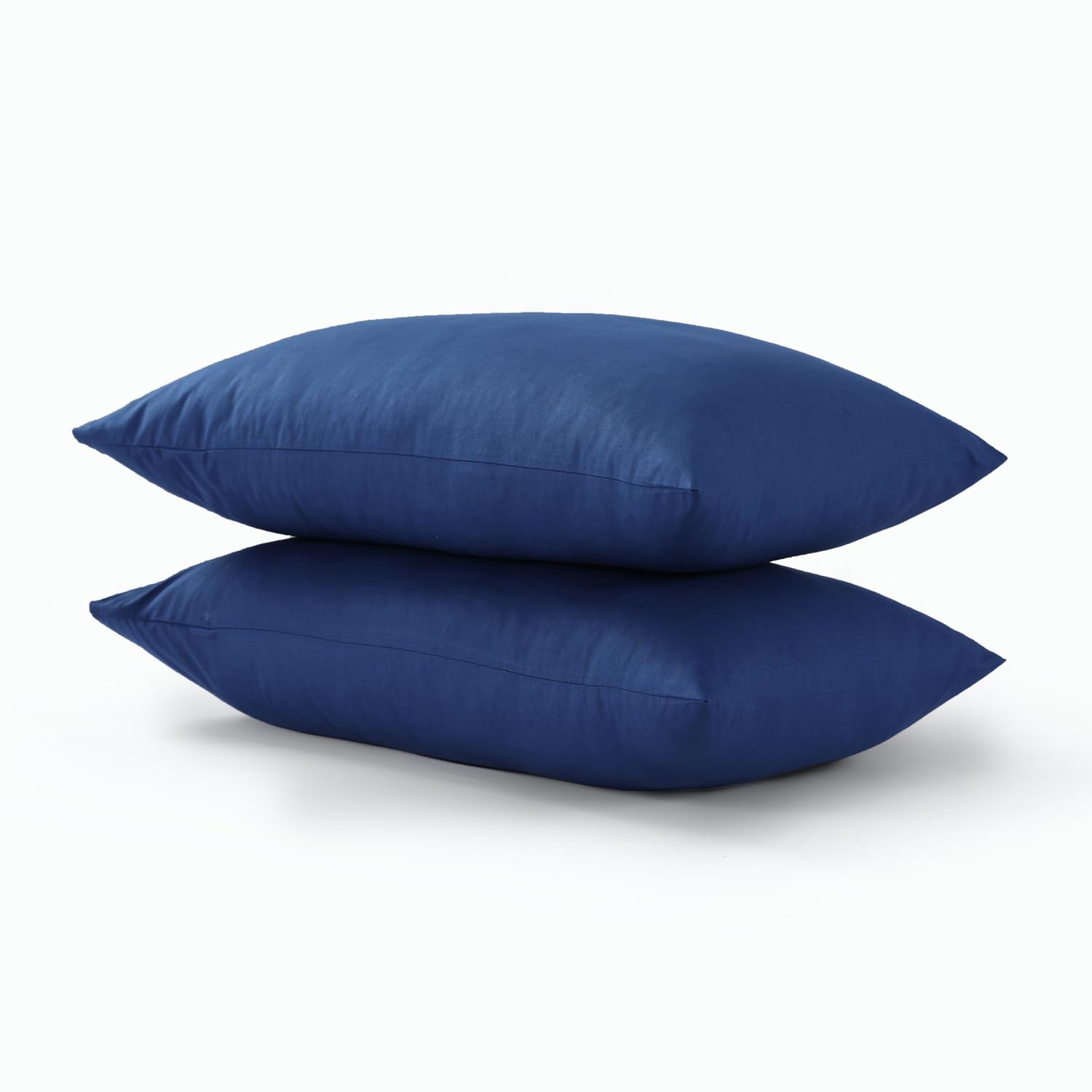 CHARKHAH Pair of Polycotton Standard Housewife Oxford Pillowcases and 100% Cotton Flannel Jersey Pillow Covers Protectors Dyed in Trendy Colors, Size 50 cm x 75 cm (Housewife Pack of 2, Royal-Blue)