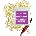1/8 Inch Ortho Elastic Bands - 100 Pack, Natural, Medium 3.5 oz - Dental Teeth Gap fixer, Dreadlock - 1 Elastic Placer Included