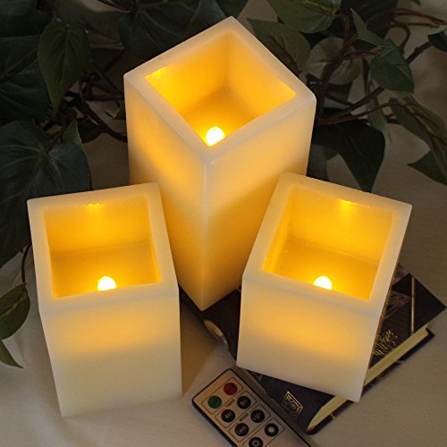 LED Lytes Amber Flameless Candles, 3 Ivory Wax with MultiFunction