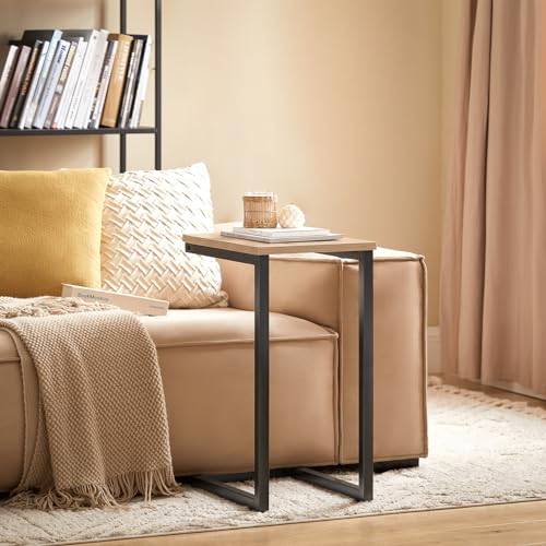 SoBuy Small Table End Tables High Side Table طاوله صغيرهNarrow C-Shaped Coffee Beside Tables Wooden TV Stand Table for Sofa,Living Room,Bedroom,Kithen,Home Office,طاولاتFBT44-N