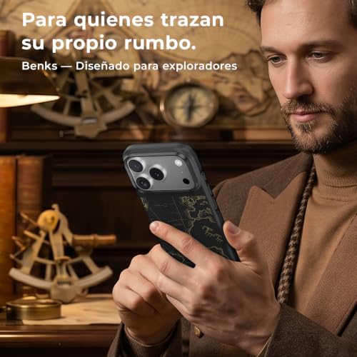 BENKS ArmorEdge Air para Funda iPhone 17 Pro MAX, Funda Kevlar Ultrafina con Protección Integral de TPU, Compatible con MagSafe, Protección de Cámara de Aluminio, Navigator