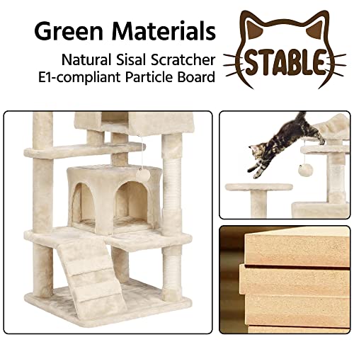 Yaheetech 54in Cat Tree Tower Condo Furniture Scratch Post for Kittens