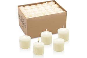Amusaer Votive Candles in Bulk, 72 Packs Unscented Ivory Wax Candles for Wedding, Party & Home (8 Hour), 1.5'' Dx1.25'' H