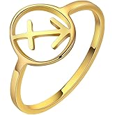 Chereda 12 Zodiac Constellation Ring for Women Girls, 36L Stainless Steel Rings for Women Silver Gold Rings for Women Aries Gifts for Women Handmade Rings Zodiac Finger Ring Jewelry for Women Girls