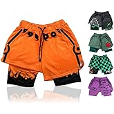 CROWN Anime Shorts - Breathable Mesh Stretch Compression Gym Short with Pockets and Towel Holder