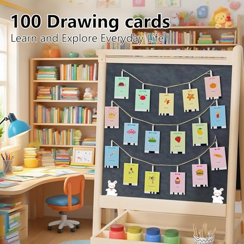 Interactive Drawing Robot for Kids with 100 Activity Cards, Montessori-Inspired Educational Art Toy with Voice Commands and 12 Color Pens – Creative STEM Drawing Machine for Boys Girls Ages 3-8