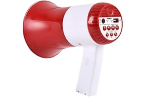 ZDHF Megaphone Speaker 50W Power Portable Bullhorn Megaphone Voice and Siren/Alarm Modes Volume Control USB Flash Drive TF Ca