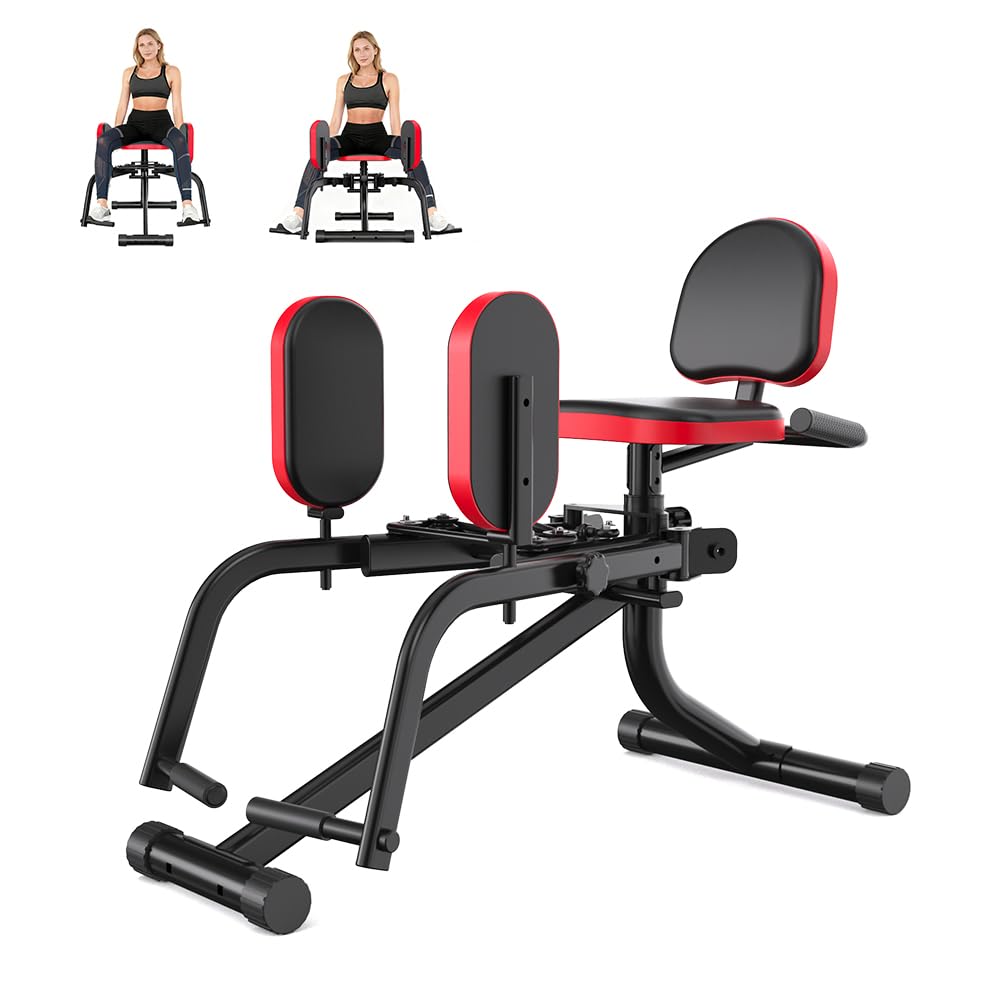 Photo 1 of 2-in-1 Hip Abductor and Adductor Machine, Inner and Outer Thigh Exercise Equipment, Leg Workout Machine for Home Gym (Red)