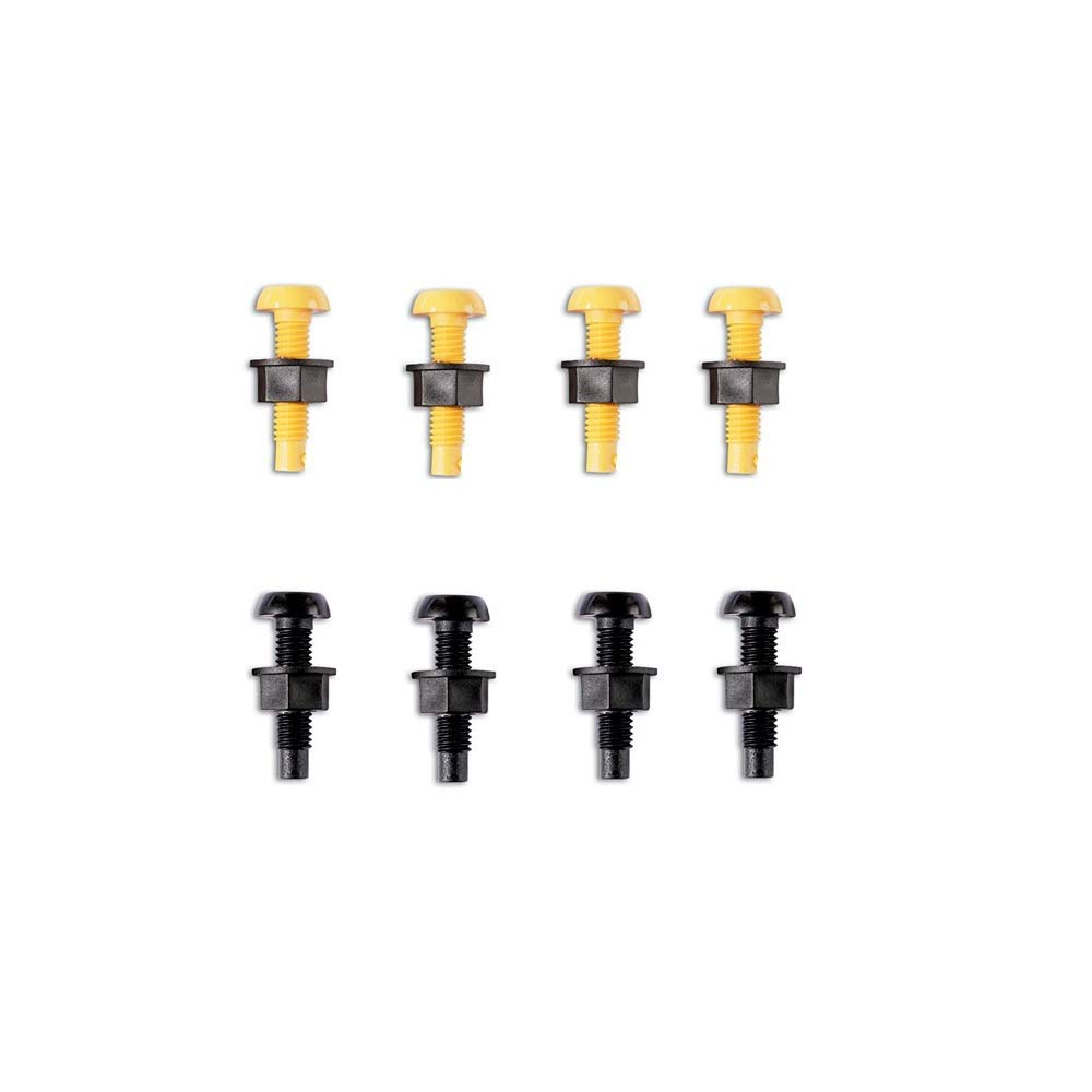BEK-FIX Yellow & Black Plastic Number Plate Screws Nuts Bolts Fixings Fittings Fixers x 8