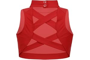 JEATHA Kids Girls Sleeveless Crisscross Back Crop Tops for Gymnastics Sports Workout Yoga Dance Cheerleading