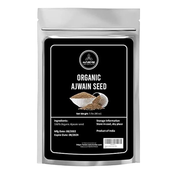 NATUREVIBE BOTANICALS AJWAIN SEEDS, 5LBS | CAROM SEEDS WHOLE | NON GMO & GLUTEN FREE | HELPS IN DIGESTION | 80 OUNCES
