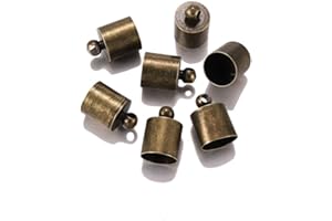AGCFABS 50pcs/lot 3 4 5 6 7 8 9 10mm End Tip Cap Fit for Tassel Leather Cord End Crimp Caps Beads Caps Supplies for DIY Bracelet Jewelry Making 7 Colors (Antique Bronze, 10mm*14mm(0.39inch*0.55inch)-50pcs)