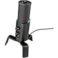 Trust Gaming GXT 258 Fyru Streaming Microphone, 4 Recording Patterns, Gaming Mic with LED Lighting, USB Microphone for Podcast, Vlogging, Music Recording, ASMR, PC, Laptop, PS4, PS5 - Black
