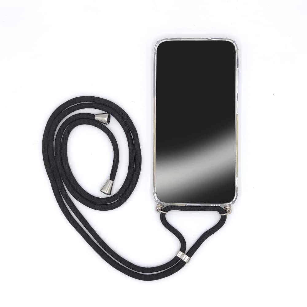 Transparent Case for Xiaomi Redmi 10A with Strap/Strap/Phone Cord Black