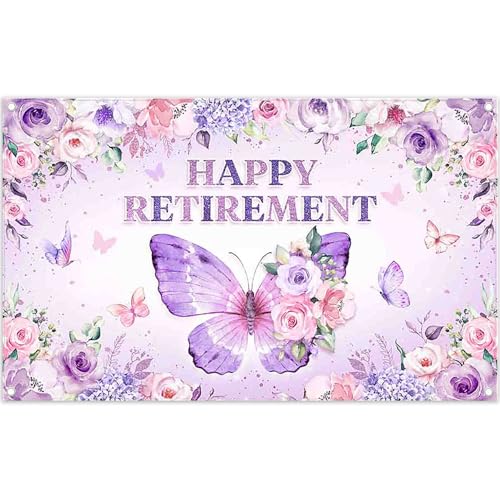 ZTHMOE Fabric 72x43inch Happy Retirement Backdrop