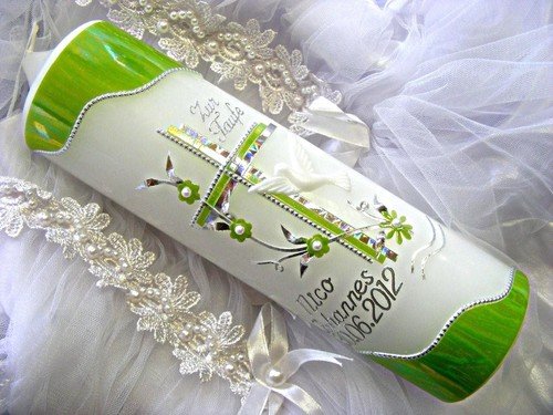 kerzenzauber-lusine Baptism Candle Communion Candle Boy Girl 250/70 mm VT-10 incl. Accessories for self-Labeling