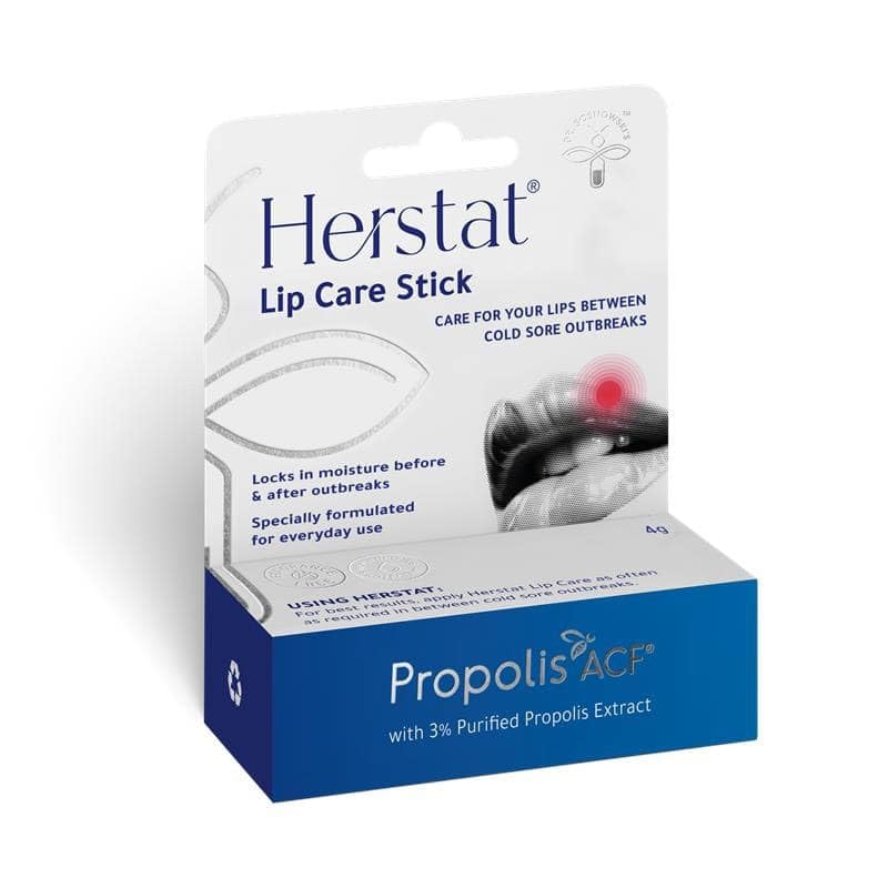 Herstat Daily Lip Balm | Use Between Cold Sore Outbreaks | 3% Propolis | Softens, Hydrates Coldsore Prone Lips