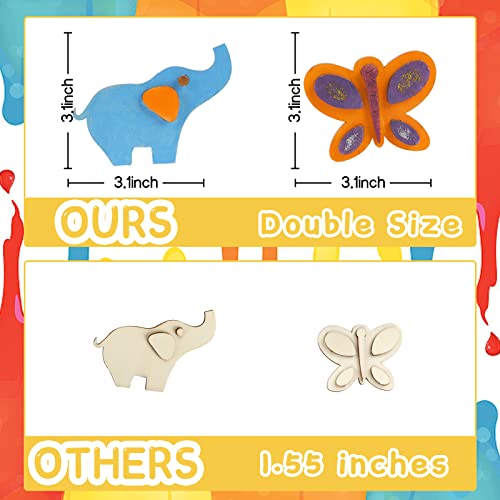 LOVESTOWN Paint Your Own Wooden Magnet, 16 PCS Wooden Magnet Creativity Kit Wooden Magnet Painting Craft Kids Magnet Art Kit for Birthday Party Favors Games Classroom Prize