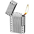 Lighters Soft Flame Lighter Traditional Flame Cigar Lighter with Adjustable Flame Dial Vertical Ignition Roller Good for Gift Outdoor Camping Hiking Fishing Grill Adventure Candle (Silver03)