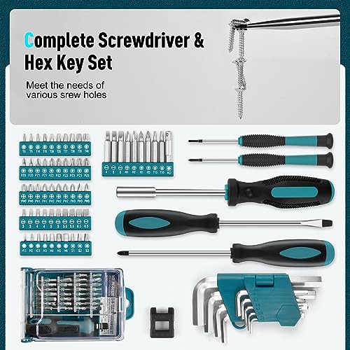 Sundpey Tool Box 379 Pieces, Tool Box Filled with Drawer, General Tool Set, Household Tool Box Tool Set for Household Repairs and DIY, Blue