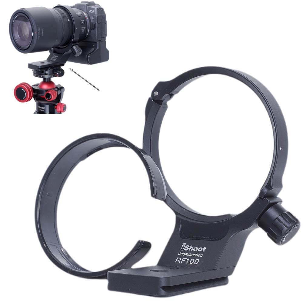 iShoot Metal Lens Collar Tripod Mount Ring Compatible with Canon RF 100mm f/2.8L Macro IS USM, Lens Support Holder Bracket Bottom is Arca-Swiss Fit Quick Release Plate Dovetail Groove