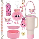 NiceForU 8PCS Cup Accessories Set Water Bottle Decoration For Stanley Cup 40oz Tumbler With Handle Strap, Silicone Cup Boot, Butterflies Keychain