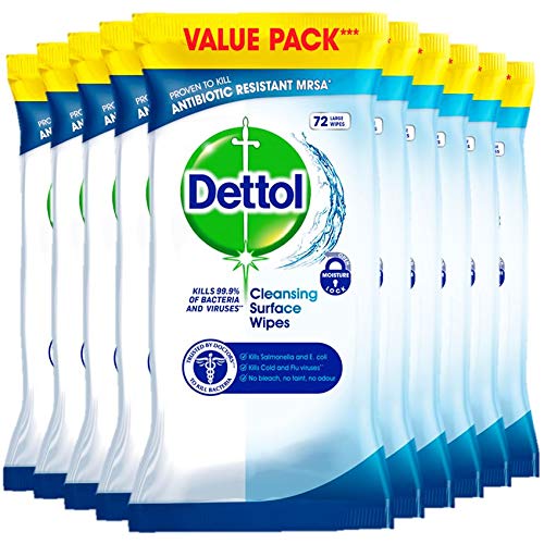 Dettol Surface Cleaning Wipes Bulk, Multipack of 72 x 10, Total 720 Wipes
