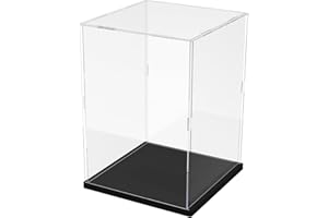 Choowin Acrylic Display Case for Lego 76414 75335 75308 71794 Thickened Clear Acrylic Display Box for Collectibles Countertop Display Case for Action Figures Model Toy Dustproof Showcase(Black Base)