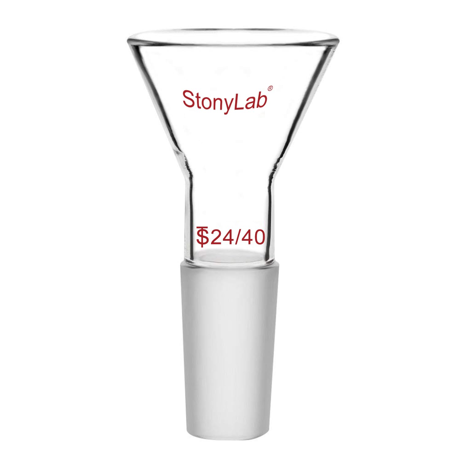 StonyLab Glass Short Stem Powder Funnel with 50 mm Top O.D. and 24/40 Inner Joint Filter Funnel Glass Funnel