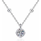 MOISSANDY Moissanite Necklace For Women Jewelry, Prevent Pendant Slipping Beaded Planet Chain Design 925 Sterling Silver Necklace, Jewelry Gift for Anniversary, Birthday, Valentine’s Day