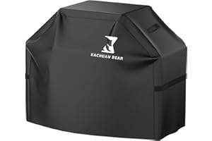 KACHUAN BEAR Black Grill Cover,BBQ Grill Cover for Outdoor Grill, 58 Inch – Waterproof, Rip-Proof, UV & Fade Resistant with Adjustable Straps Gas Weber, Genesis, Charbroiland More Grills (210D-61)