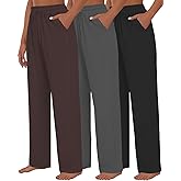 Kivdol 3 Pack Womens Yoga Sweatpants Wide Leg Lounge Pajamas Pants Drawstring Workout Comfy Joggers Sweatpants Pants Pockets
