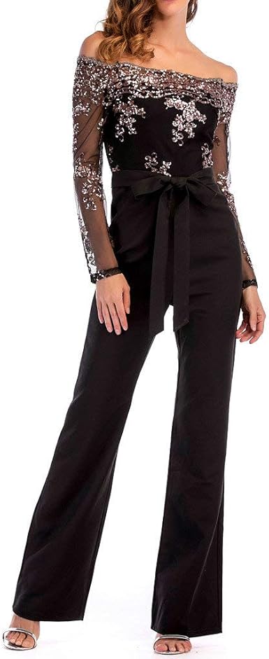 black lace long sleeve jumpsuit