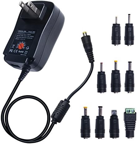 AVALID AC/DC Adapter, 30W Universal Switching Power Supply Adapter 3V 4.5V 5V 6V 7.5V 9V 12V with 9 Adaptor Tips and Micro USB Charging Plug