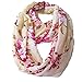 Sexyinlife Multicolor Floral Print Chiffon Infinity Loop Circle Scarf White