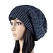 Merryshop Slouchy Long Beanie Knit Hat Cap for Winter Oversize (Navy Blue)