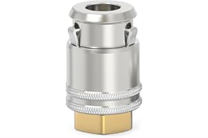 GASHER Lock On Air Chuck, 1/4" FNPT for Tire Inflator and 12V1 Stem Quick Connector for Large Bore Valve, Heavy Duty Closed F