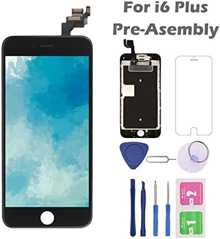 For iPhone 6 Plus Screen Replacement, Arotech Pre-assembled 5.5 Inch LCD Display Digitizer Assembly Kit with Repair Tool, Compatible with A1524 A1522 A1593 All Version (iphone 6 Plus-Black)