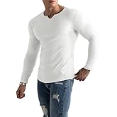 Muscle Cmdr Men's Henley Long&Short Sleeve T-Shirt Slim Fit V Neck Shirts Stretch Tee Casual Underwear Athletic Medium Weight