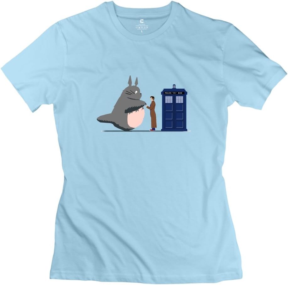 Female Totoro Doctor Who Police Box Customized Retro White Tee by Mjensen