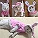 Bro'Bear Plush Rabbit Outfit with Hood & Bunny Ears for Small Dogs & Cats Pink (X-Large)