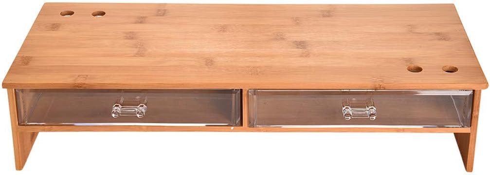 Amazon Com Bamboo Wood Compute Monitor Stand Riser With 2