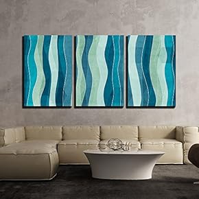 Vector Abstract Wave Seamless Pattern with Grunge Effect x3 Panels