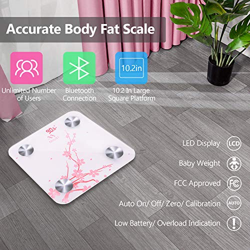 Bluetooth Body Fat Scale, Misiki Smart BMI Scale Wireless Digital Bathroom Weight Scale with iOS, Android APP, Unlimited Users, Auto Recognition Body Composition Analyzer for Fat, BMI, BMR, Muscle Mas